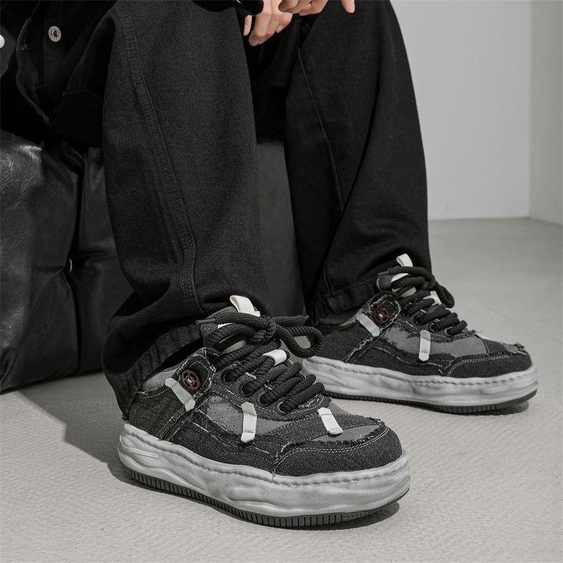 Special-interest Design 7cm Invisible Height Increasing Distressed Dissolved Board Shoes